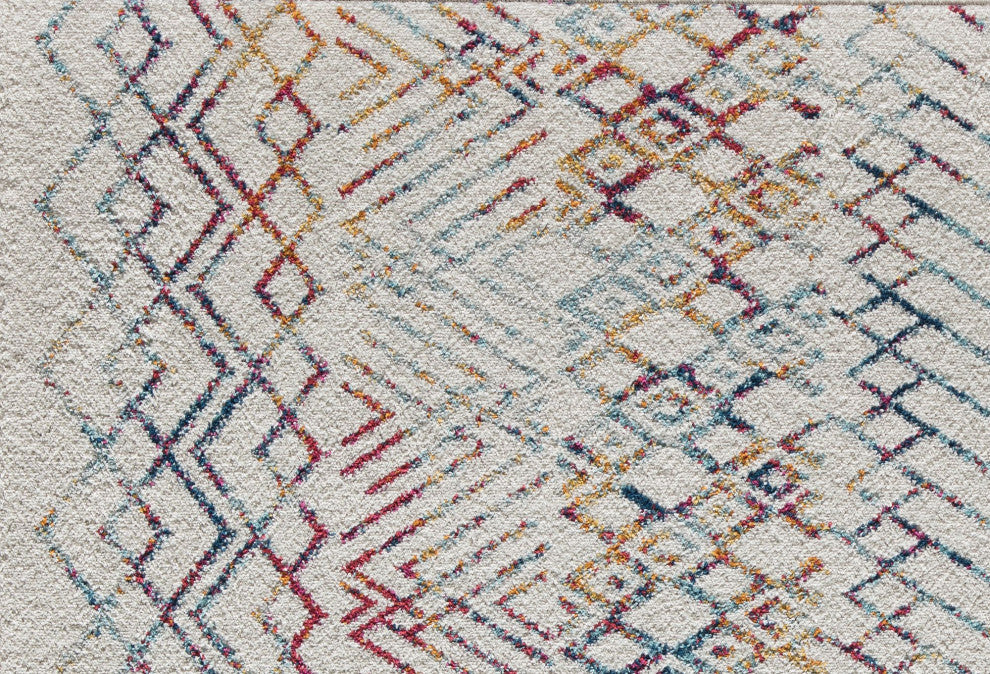 Cove Prismatic Delight Moroccan Tribal White Area Rug, 8'3"x10'0"
