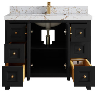 Nashville 42" Single Sink Bath Vanity, Black 2" Viola Gold