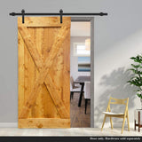 Stained Solid Pine Wood Sliding Barn Door, Colonial Maple, 36"x84", X Series