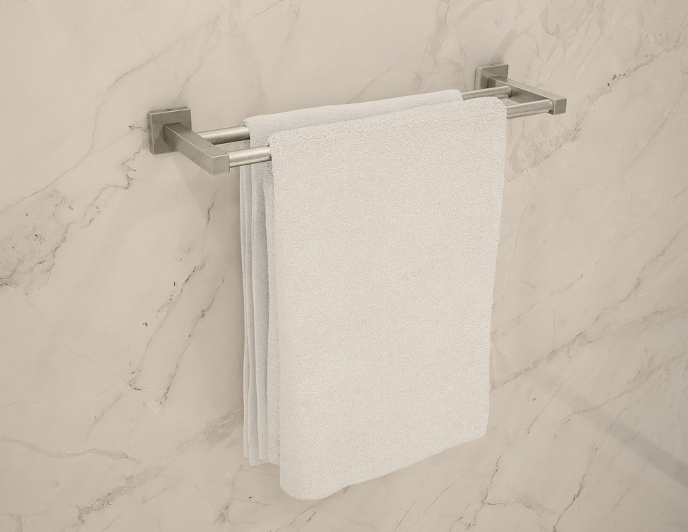 Duro 24 Inch Double Towel Bar with Mounting Hardware, Satin Nickel