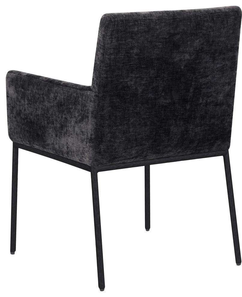 Reeves Upholstered Dining Chair, Black, Chenille , AC,  Matte Black, Set of 2