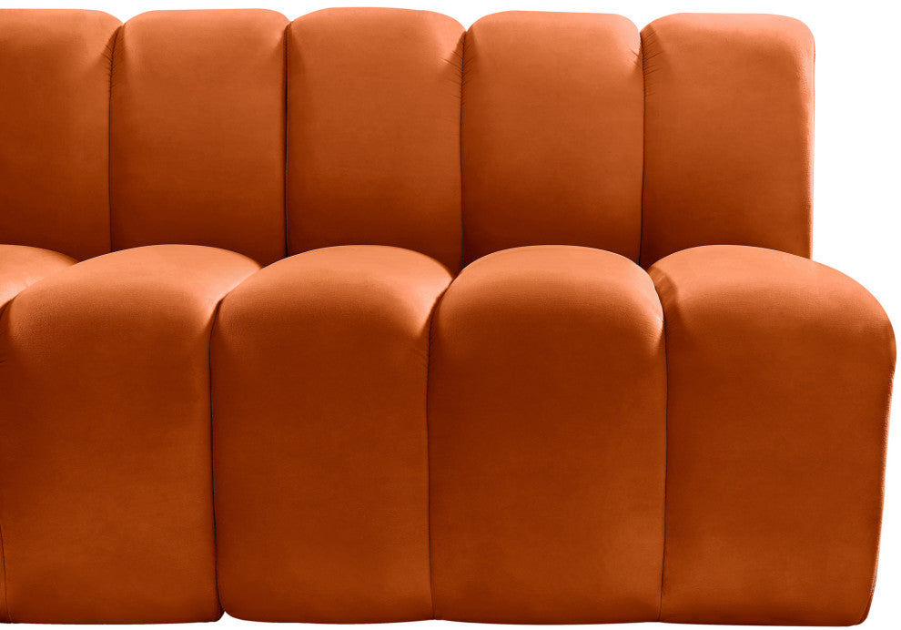 Arc Velvet Upholstered 5-Pc. U-Shaped Modular Sectional, Cognac