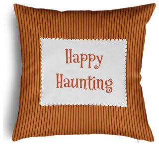 Happy Haunting Ticking Accent Pillow With Removable Insert, Dark Red, 20"x20"