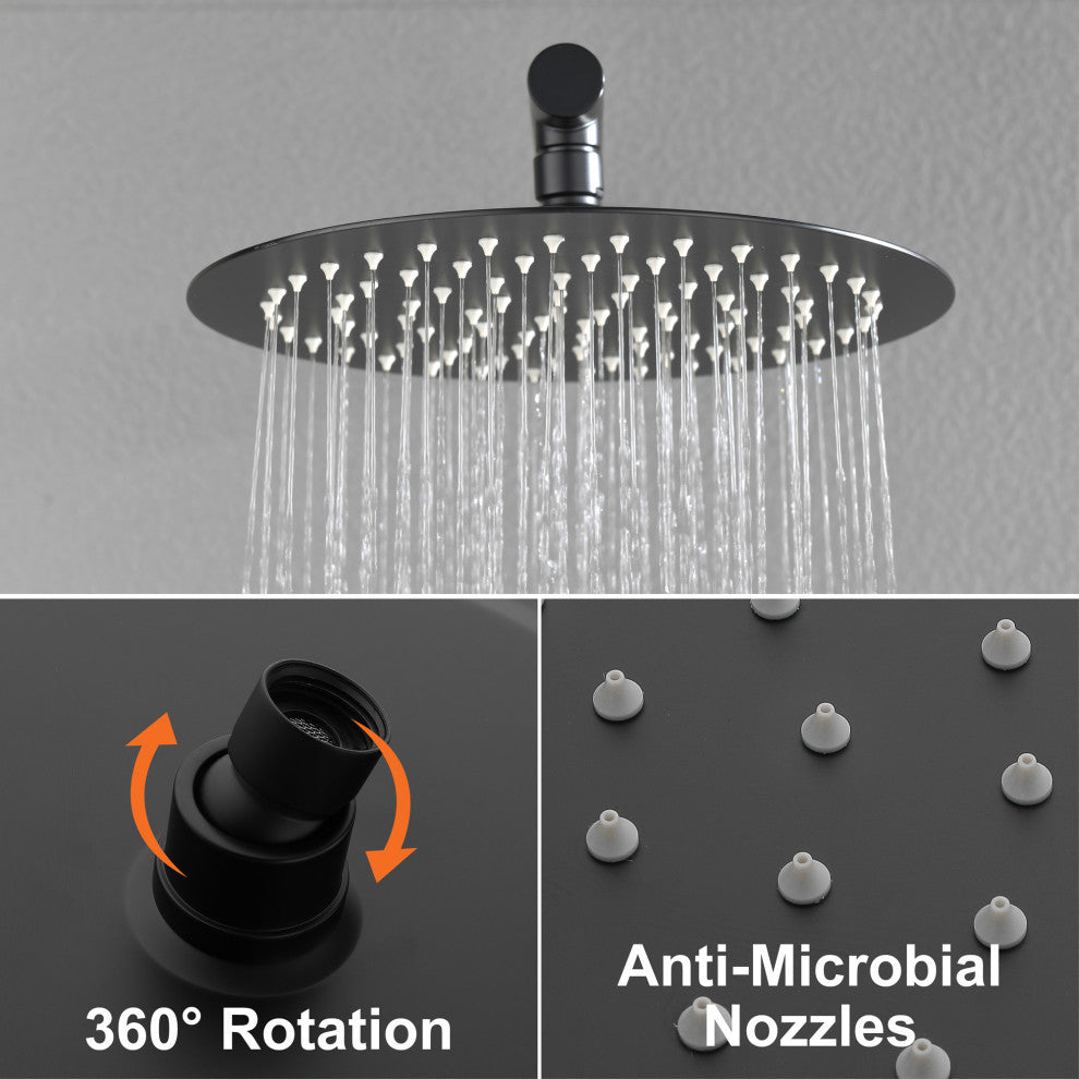 Wellfor Shower Faucet Set, 10" Ceiling Shower Head, Handheld Shower, Tub Spout, Matte Black