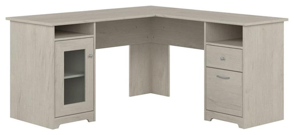 Cabot Engineered Wood 60W L-Shaped Computer Desk in Linen White Oak