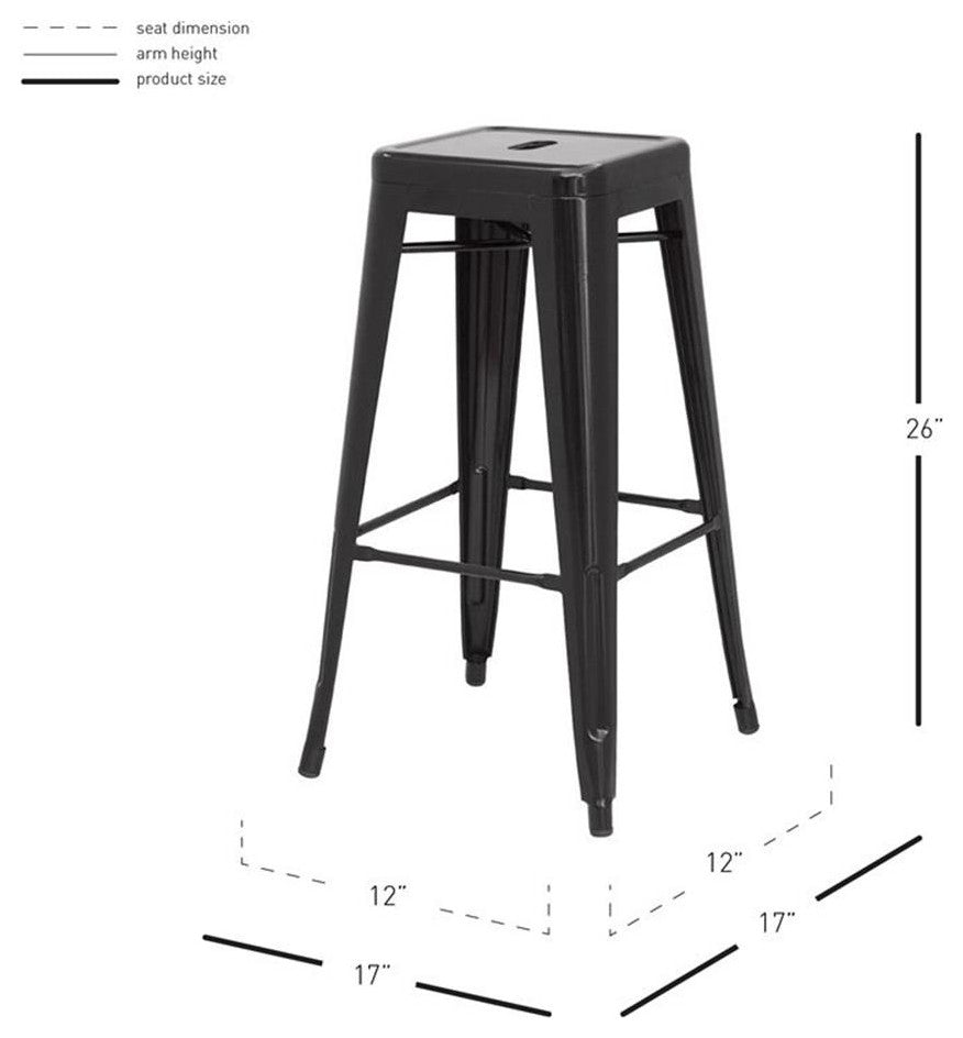 New Pacific Direct Metropolis 26.5" Backless Counter Stool in Black (Set of 4)