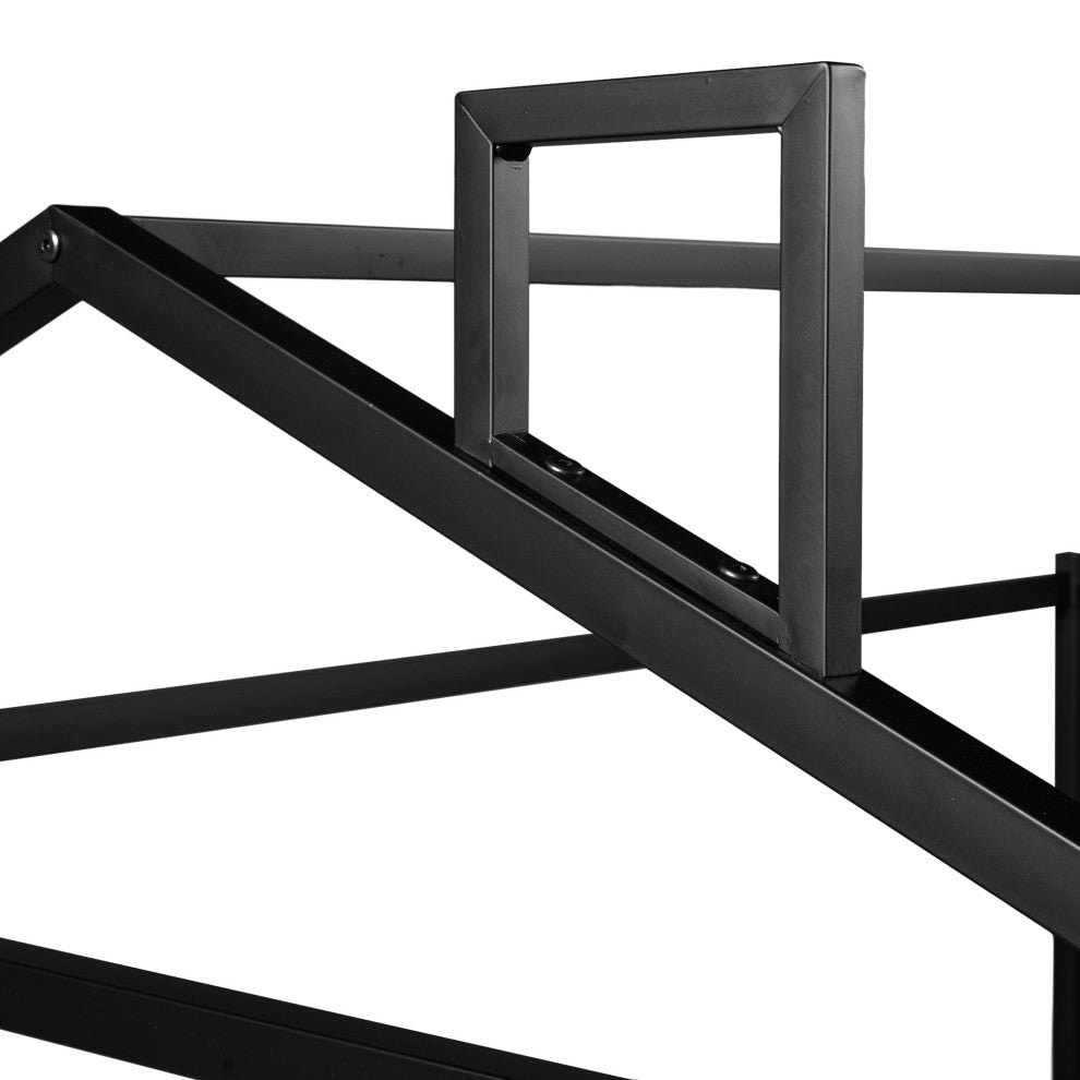 Gewnee Metal House Shape Platform Bed, Black, Queen