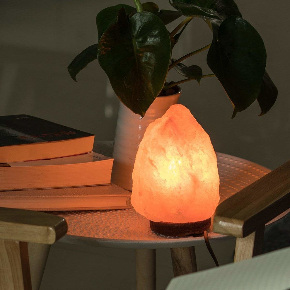 WBM Salt Lamp With Dimmer Switch and Neem Wooden Base, 3-5 lbs