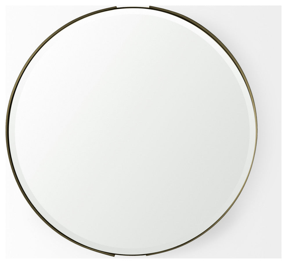 Adrianna 24.4" Gold Metal Round Mirror