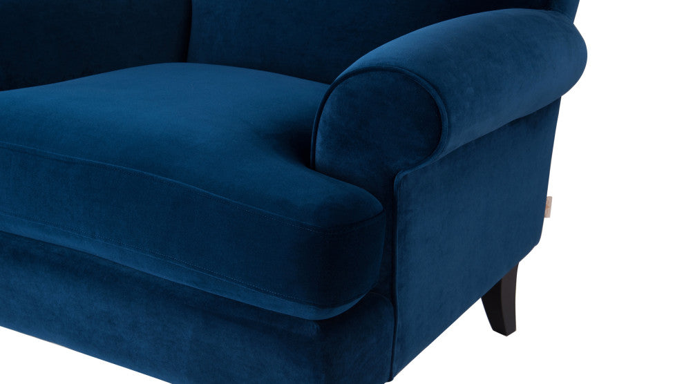 Lawson Accent Arm Chair With Casters, Navy Blue Velvet