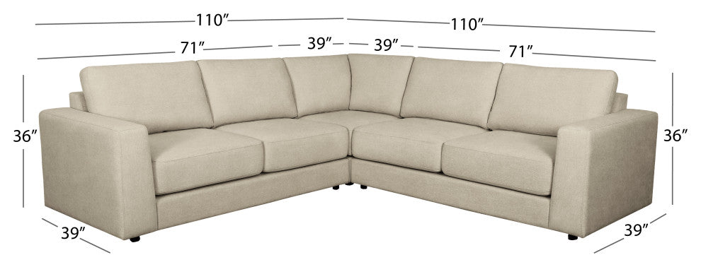 Elizabeth Stain-Resistant Fabric 3 Piece Sectional, Sand