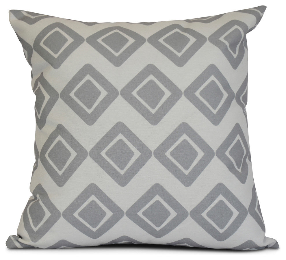 Gray Diamond Jive 1, Geometric Print Pillow, 20"x20"