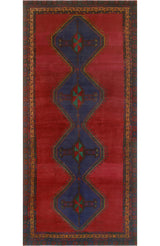 Fine Vintage Distressed Evalina Red/Blue Runner, 5'3 x 11'6