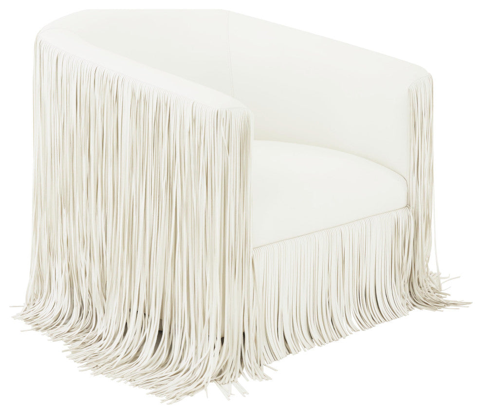 Shag Me Ivory Vegan Leather Swivel Chair