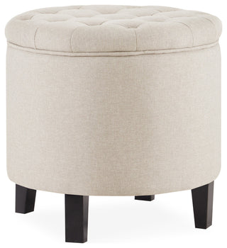 Storage Ottoman with Button Tufted Accents, Beige