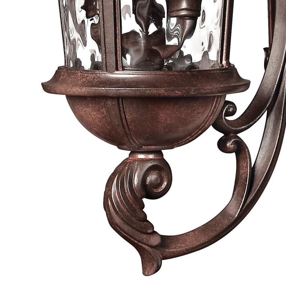 Windsor Medium Outdoor Wall Sconce, River Rock With Clear Water Glass Glass