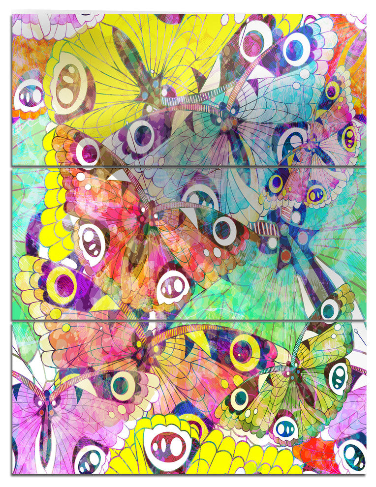 "Seamless Butterflies" Metal Wall Art, 3 Panels, 28"x36"