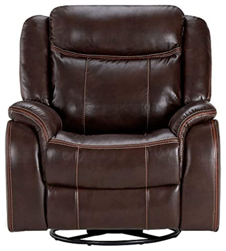 Avant 38" Wide Recliner, Reclining Rocking Swivel Chair, Brown Faux Leather