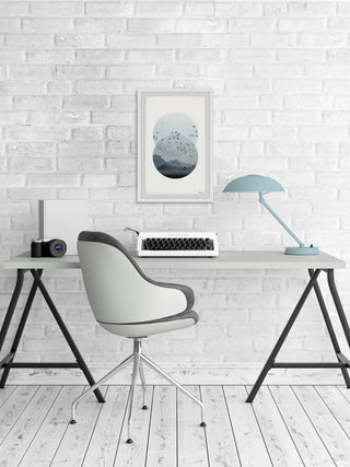 "Circle Birds" Framed Painting Print, 12"x18"