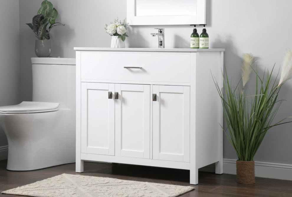 36" SIngle Bathroom Vanity, White
