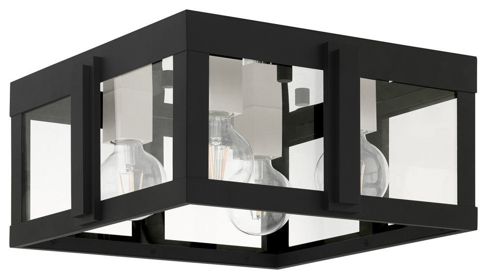 Black Art Deco, Sophisticated Outdoor Flush Mount
