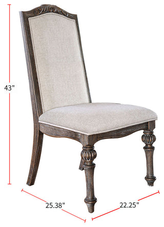 Side Chair, Rustic Natural Tone and Ivory,Pack of Two