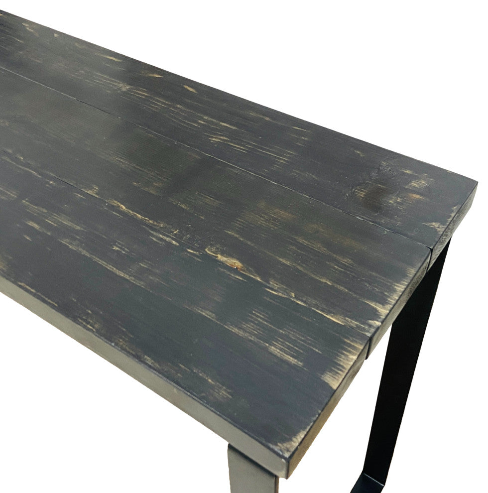 Barn Walls Bedroom Console Table Accent Table, Handcrafted, Black Weathered, 58" Length