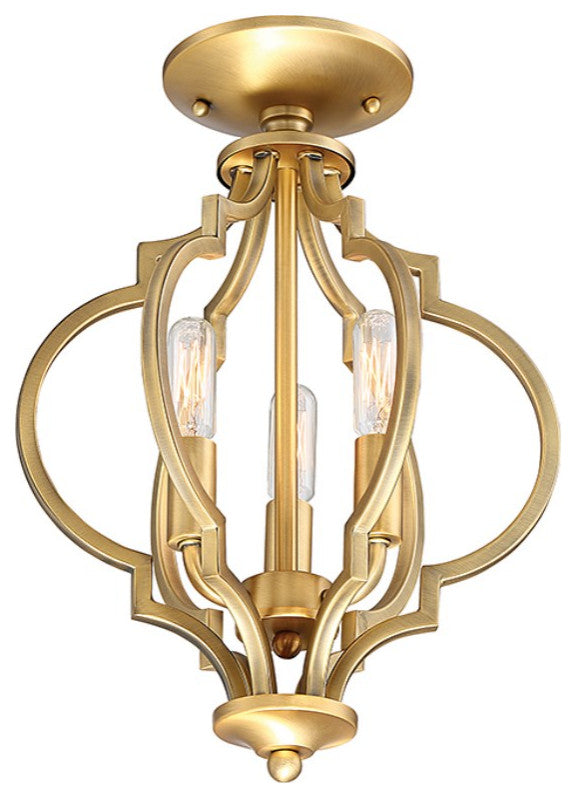 Savoy House Meridian 3 Light Semi-Flush M60055NB, Natural Brass