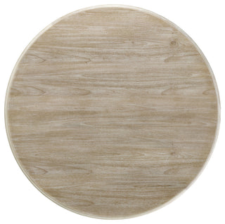 Round Wooden Dining Table With Curved Pedestal Base, White Washed