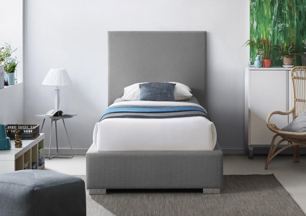 Crosby Linen Upholstered Bed, Gray, Twin