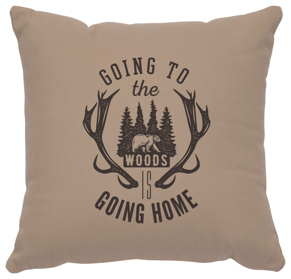 Image Pillow 16x16 Going to the Woods Cotton Alabaster