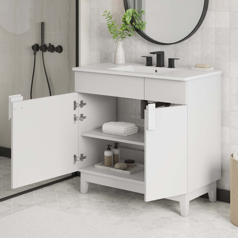 Miles 36" Bathroom Vanity - White White