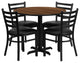 Dyersburg 5pcs Table Set Round 36" Walnut Laminate X-Base, Black Chair