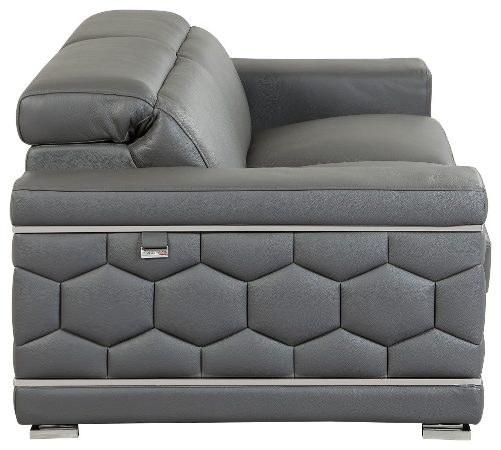 Rome Contemporary Genuine Italian Leather Sofa Dark Gray