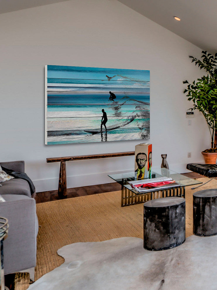 "Wave Jumping" Print on White Wood, 60"x40"