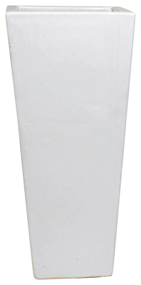 36" Tall White Square Ceramic Pot