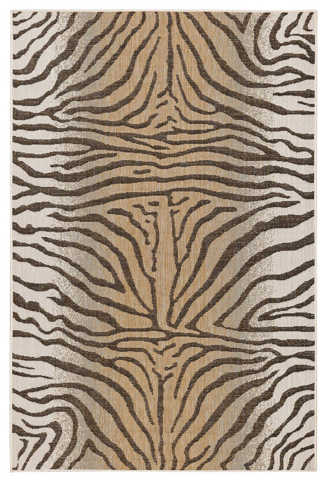 Carmel Zebra Indoor/Outdoor Rug Sand, 4'10"x7'6"