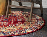 Traditional Regal 5' Round Garnet Area Rug