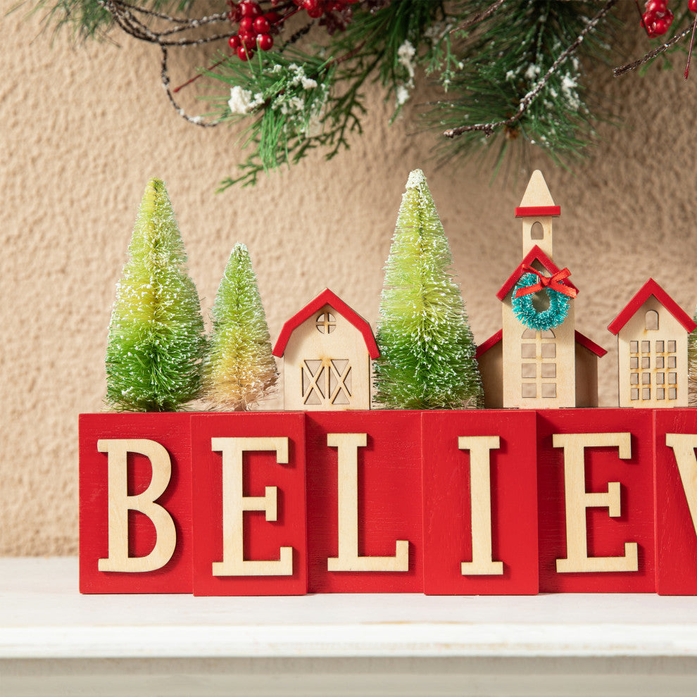 14"L Christmas Wooden Table Decor