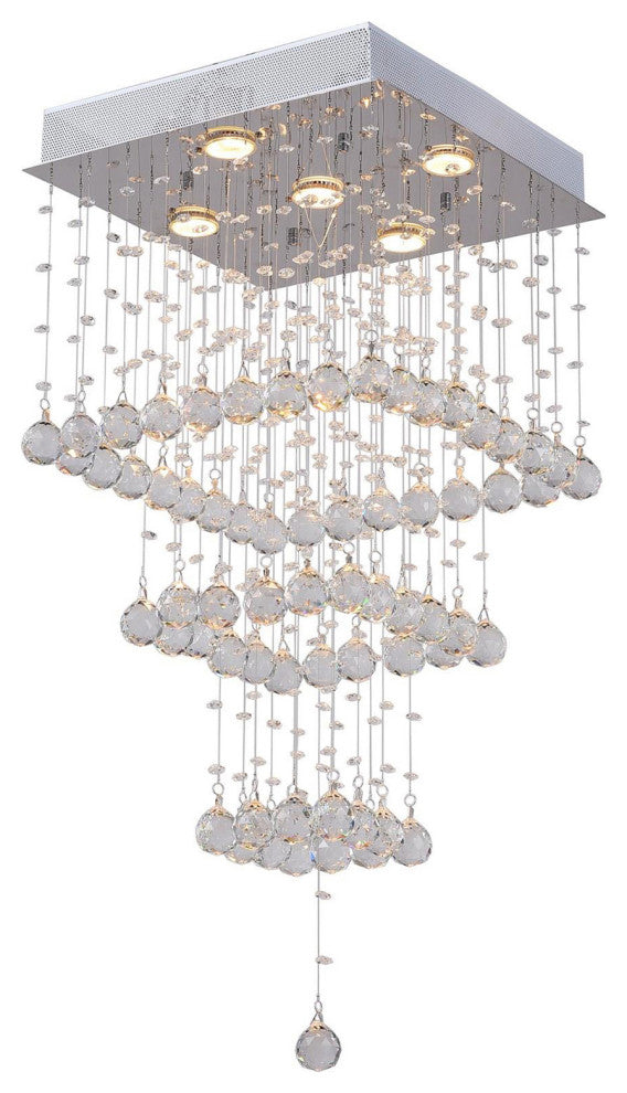 Square 5 Light Flush Mount With Chrome Finish