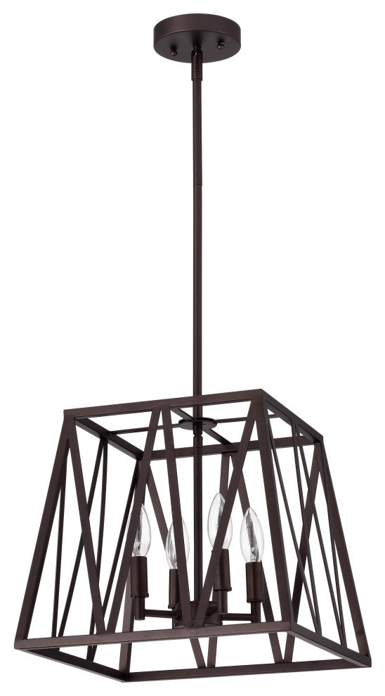 CHLOE Lighting IRONCLAD Industrial 4-Light Oil Rubbed Bronze Inverted Pendant
