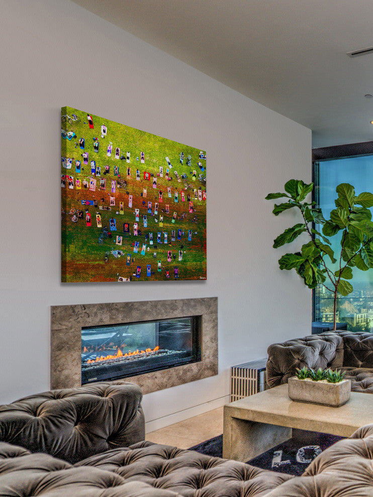 "Group Yoga" Painting Print on Wrapped Canvas, 48"x48"