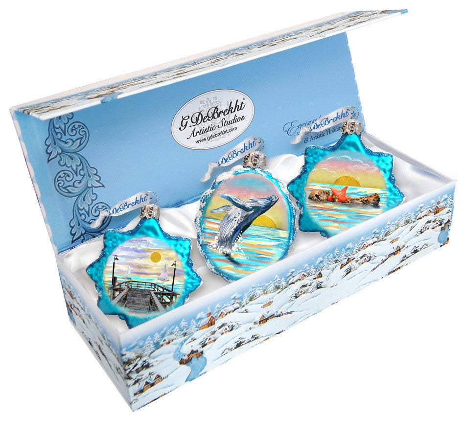 At The Sea, Set of 3 Ornaments