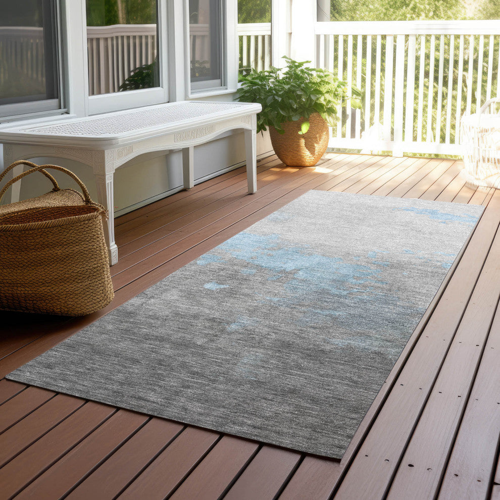 Machine Washable Indoor/Outdoor Chantille ACN1881 Blue 2'3" x 7'6" Runner Rug