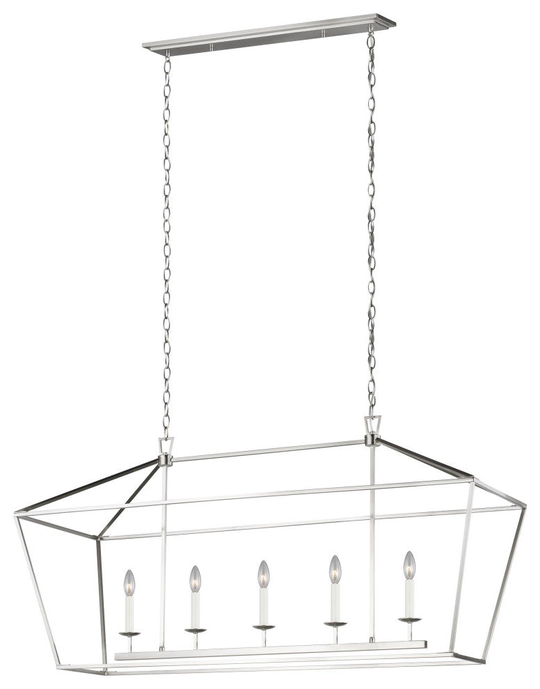 Dianna Five Light Medium Linear Chandelier, Brushed Nickel