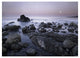 "Full moon over boulders at El Pescador State Beach, Malibu" Paper Art, 18"x14"