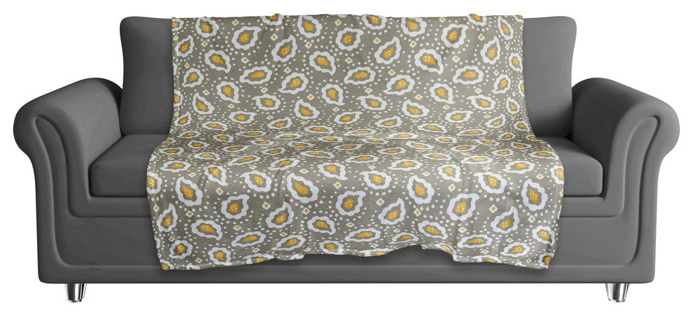 Paisley Pattern in Tan Fleece Blanket