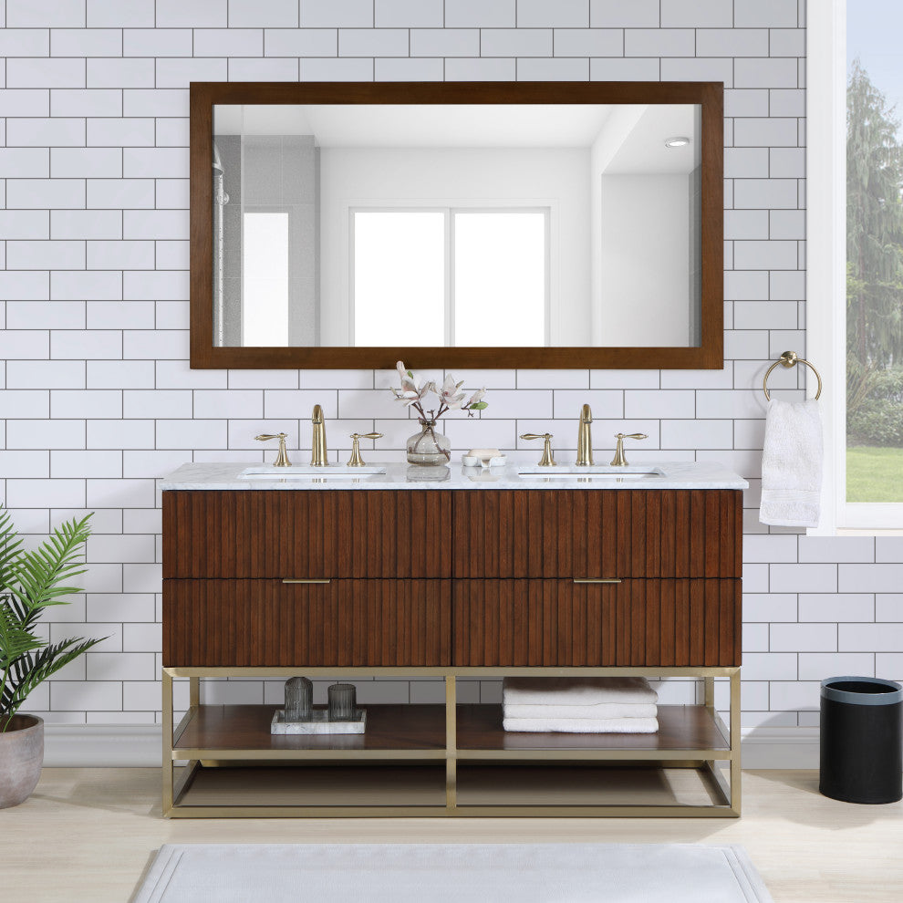 Monad Bathroom Vanity, Walnut, 60" Wide