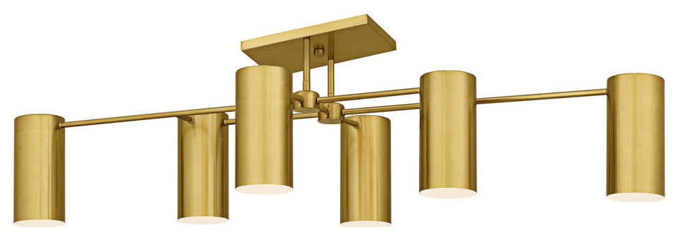 Foreland Six Light Semi-Flush Mount in Brushed Gold