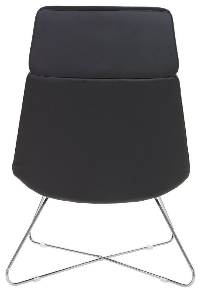 Geena Guest Chair, Dillon Black With Chrome Sled Base